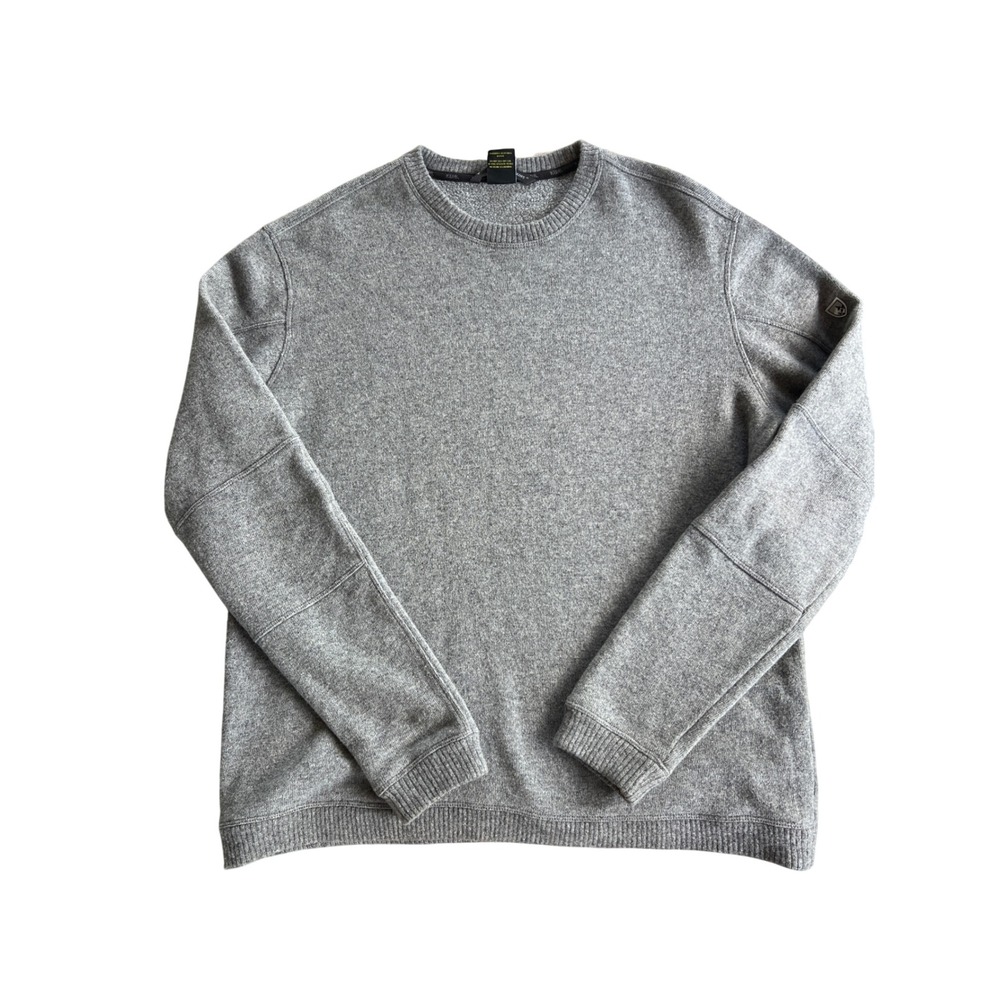 Kuhl Revel Crewneck Sweater Mens Large Gray Fleece Lined Articulated Performance